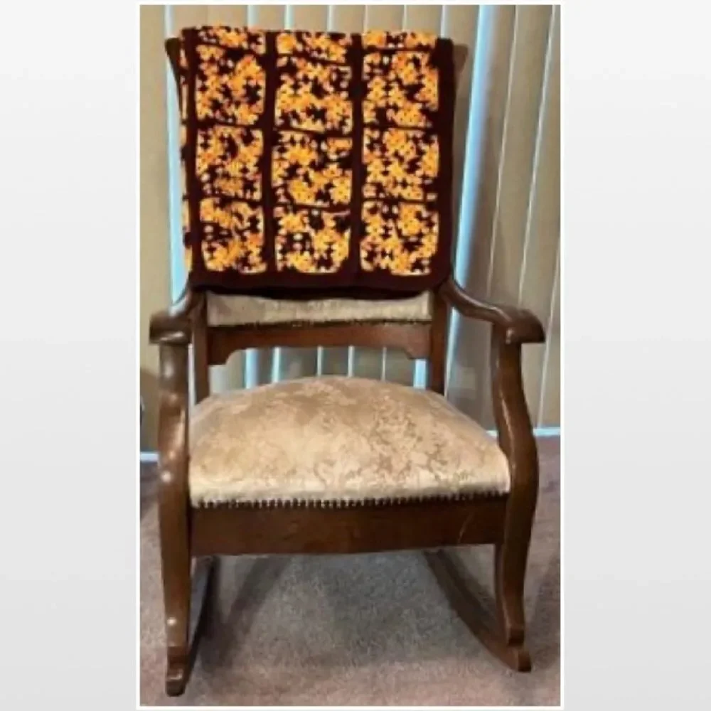 Vintage Hand Crochet Striped Heavier Home Blanket